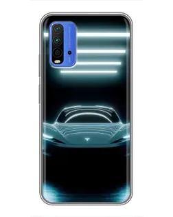 Чохол для Xiaomi Redmi 9T з картинкою «Tesla в неоні»