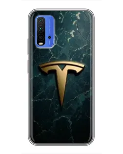 Чохол для Xiaomi Redmi 9T з картинкою «Мармурова Tesla Gold»