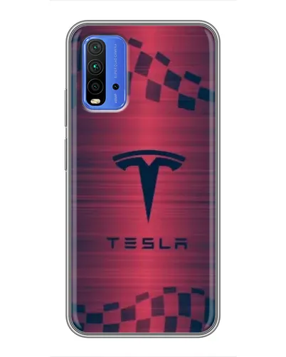 Чохол для Xiaomi Redmi 9T з картинкою «Тесла червоний карбон»