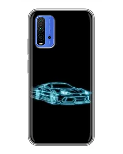 Чохол для Xiaomi Redmi 9T з картинкою «Неоновий контур Lamborghini»