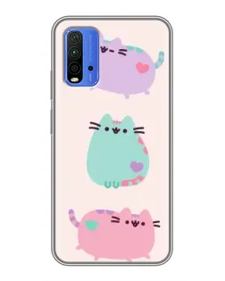 Чохол для Xiaomi Redmi 9T з картинкою «Pusheen тріо»