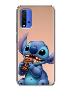 Чехол для Xiaomi Redmi 9T с картинкой «Стич ест шоколад»
