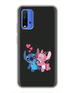 Чехол для Xiaomi Redmi 9T с картинкой «Анжел целует Стича»