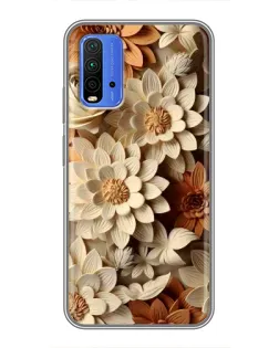 Чехол для Xiaomi Redmi 9T с картинкой «Бежевый флористический декор»