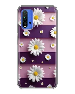 Чехол для Xiaomi Redmi 9T с картинкой «Ромашки на фиолетовом»
