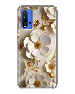 Чехол для Xiaomi Redmi 9T с картинкой «Белие бумажние  цвети»