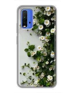 Чехол для Xiaomi Redmi 9T с картинкой «Ветка мелких белых цветов»