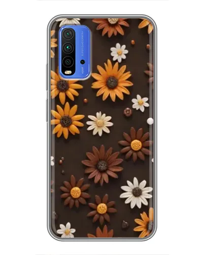 Чехол для Xiaomi Redmi 9T с картинкой «Узор из маленьких подсолнухов»