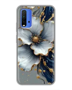 Чехол для Xiaomi Redmi 9T с картинкой «Белый цветок и золотой флюид»