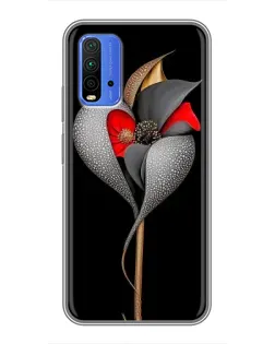 Чехол для Xiaomi Redmi 9T с картинкой «Серебряный фантазийный цветок»