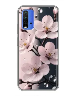 Чехол для Xiaomi Redmi 9T с картинкой «Нежная сакура и капли»