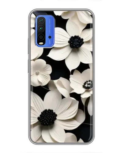Чехол для Xiaomi Redmi 9T с картинкой «Объемные белые цветы»