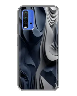 Чохол для Xiaomi Redmi 9T з картинкою «Об'ємні сині складки»