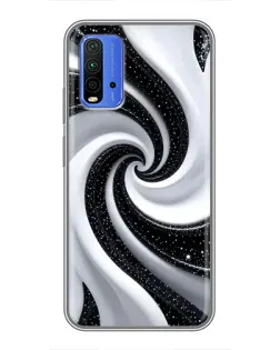 Чохол для Xiaomi Redmi 9T з картинкою «Чорно-біла спіраль»