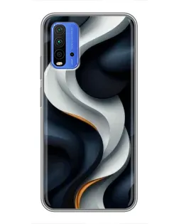 Чохол для Xiaomi Redmi 9T з картинкою «Об'ємні чорно-білі стрічки»
