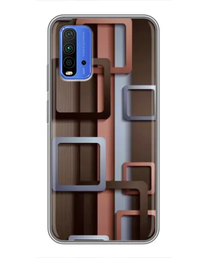 Чохол для Xiaomi Redmi 9T з картинкою «Коричневі об'ємні квадрати» Чохол для Xiaomi Redmi 9T з картинкою «Коричневі об'ємні квадрати»