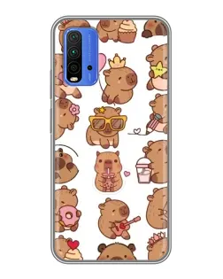 Чохол для Xiaomi Redmi 9T з картинкою «Стікерпак з капібарами»