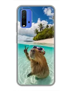 Чохол для Xiaomi Redmi 9T з картинкою «Капібара на морі»