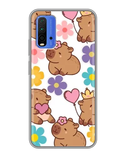 Чохол для Xiaomi Redmi 9T з картинкою «Квітковий паттерн капібар» Чохол для Xiaomi Redmi 9T з картинкою «Квітковий паттерн капібар»
