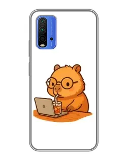 Чохол для Xiaomi Redmi 9T з картинкою «Капібара з ноутбуком»