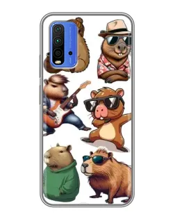 Чохол для Xiaomi Redmi 9T з картинкою «Круті капібари музиканти»