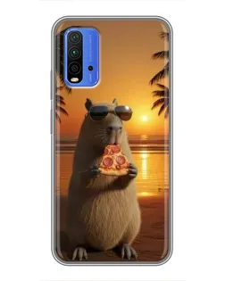 Чохол для Xiaomi Redmi 9T з картинкою «Капібара з піцою»