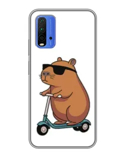Чохол для Xiaomi Redmi 9T з картинкою «Капібара на самокаті»