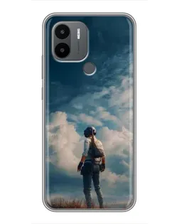 Чехол для Xiaomi Redmi A1 Plus с картинкой «Герой PUBG на скале»