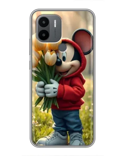 Чехол для Xiaomi Redmi A1 Plus с картинкой «Микки с тюльпанами»