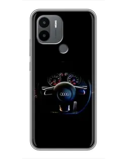 Чехол для Xiaomi Redmi A1 Plus с картинкой «Салон Audi — руль»