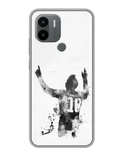 Чехол для Xiaomi Redmi A1 Plus с картинкой «Черно-белый силуэт Месси»