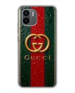 Чехол для Xiaomi Redmi A1 с картинкой «Gucci — фирменная полоса и золото» Чехол для Xiaomi Redmi A1 с картинкой «Gucci — фирменная полоса и золото»