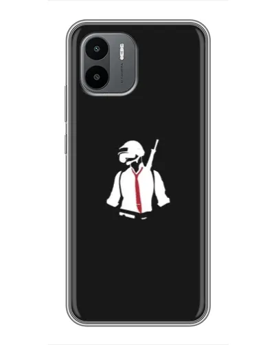 Чехол для Xiaomi Redmi A1 с картинкой «PUBG — силуэт воина»