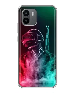 Чехол для Xiaomi Redmi A1 с картинкой «PUBG — огненный воин»