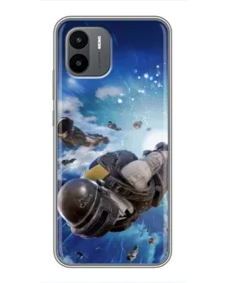Чехол для Xiaomi Redmi A1 с картинкой «Десант PUBG — прыжок»