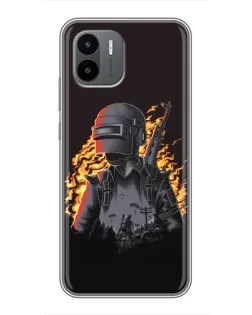 Чехол для Xiaomi Redmi A2 с картинкой «PUBG — огненный силуэт»