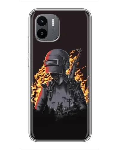 Чехол для Xiaomi Redmi A2 с картинкой «PUBG — огненный силуэт»