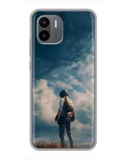 Чехол для Xiaomi Redmi A2 с картинкой «Герой PUBG на скале»