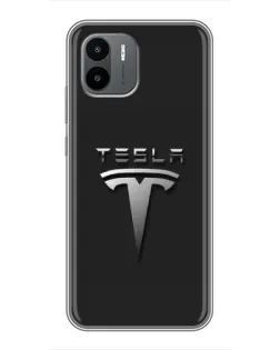 Чохол для Xiaomi Redmi A2 з картинкою «Сталевий логотип Tesla»