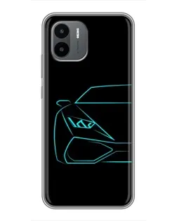 Чохол для Xiaomi Redmi A2 з картинкою «Блакитний силует Lamborghini»