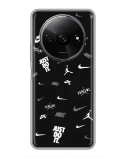 Чохол для Xiaomi Redmi A3 з картинкою «Nike Black Pattern»