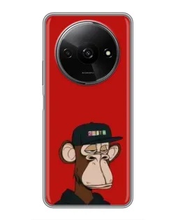 Чохол для Xiaomi Redmi A3 з картинкою «Bored Ape — червоний фон»