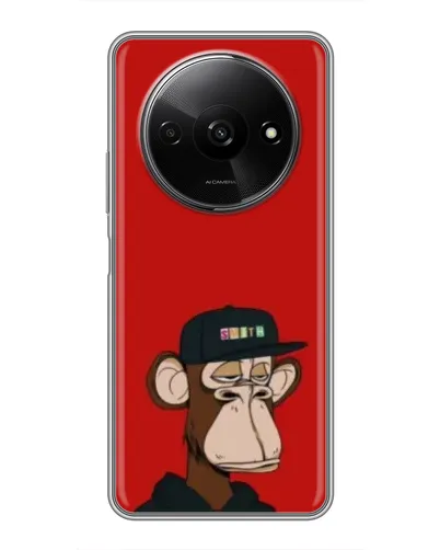 Чохол для Xiaomi Redmi A3 з картинкою «Bored Ape — червоний фон»