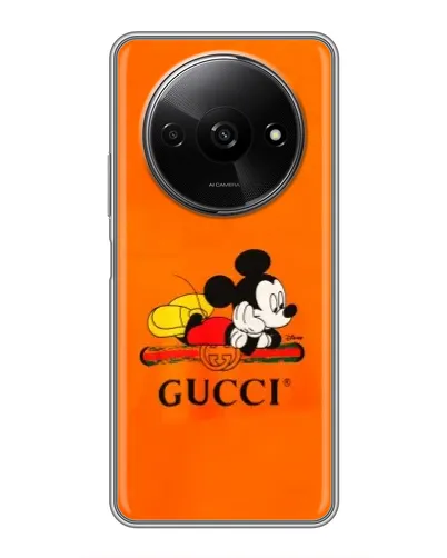 Чохол для Xiaomi Redmi A3 з картинкою «Міккі Маус Gucci — помаранч»