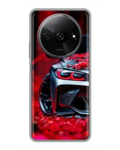 Чохол для Xiaomi Redmi A3 з картинкою «Спортивна BMW та квіти»