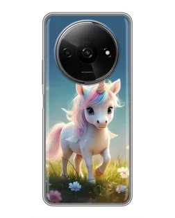 Чехол для Xiaomi Redmi A3 с картинкой «Единорог на поляне»
