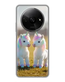 Чехол для Xiaomi Redmi A3 с картинкой «Пара единорогов»