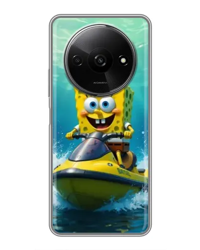 Чехол для Xiaomi Redmi A3 с картинкой «Спанч Боб на гидроцикле»