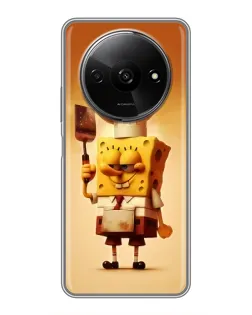 Чехол для Xiaomi Redmi A3 с картинкой «Губка Боб повар»