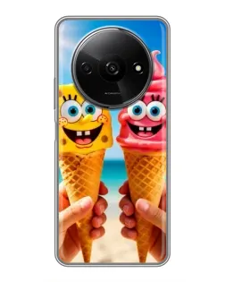Чехол для Xiaomi Redmi A3 с картинкой «Спанч Боб мороженое»